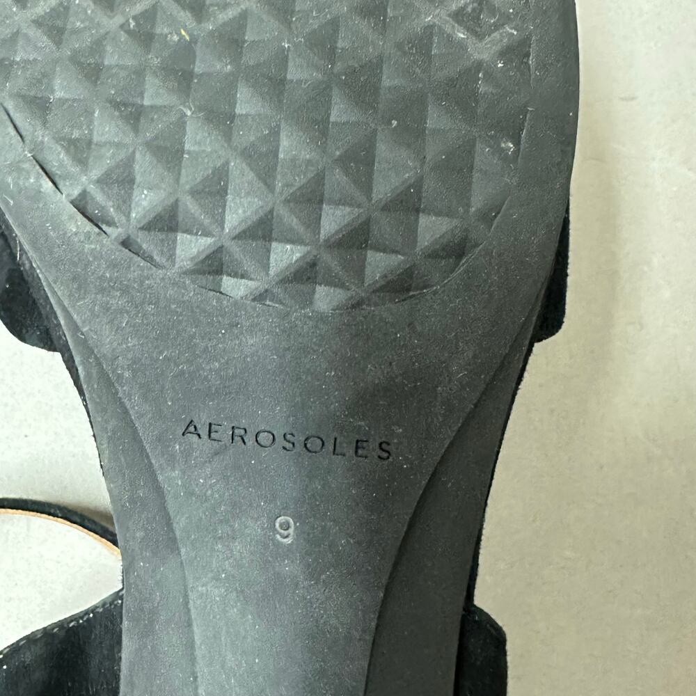 Aerosoles Cosmos‎ Crisscross Platform Sandal in Black Suede Size 9 Block Heel - Picture 13 of 15